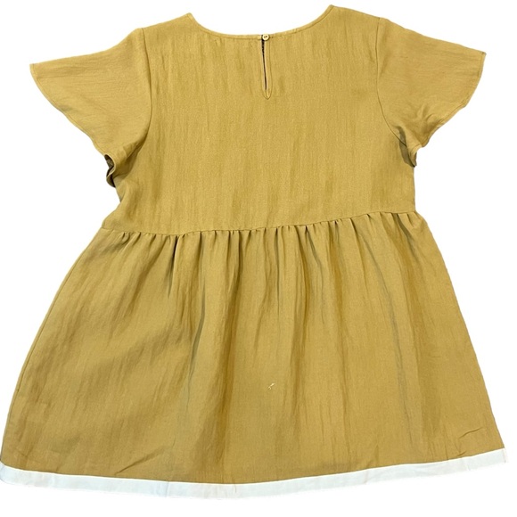 POLAGRAM blouse shirt top size Medium yellow/green embroidered flower design - Picture 2 of 7